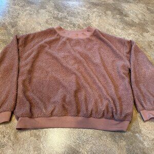Women's Mauve Oversized Sherpa Lined Fuzzy Sweater - Size Small